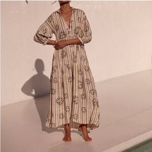 Anthropologie‎ Loulou Avenue Sun Stripe Tiered Midi Dress M